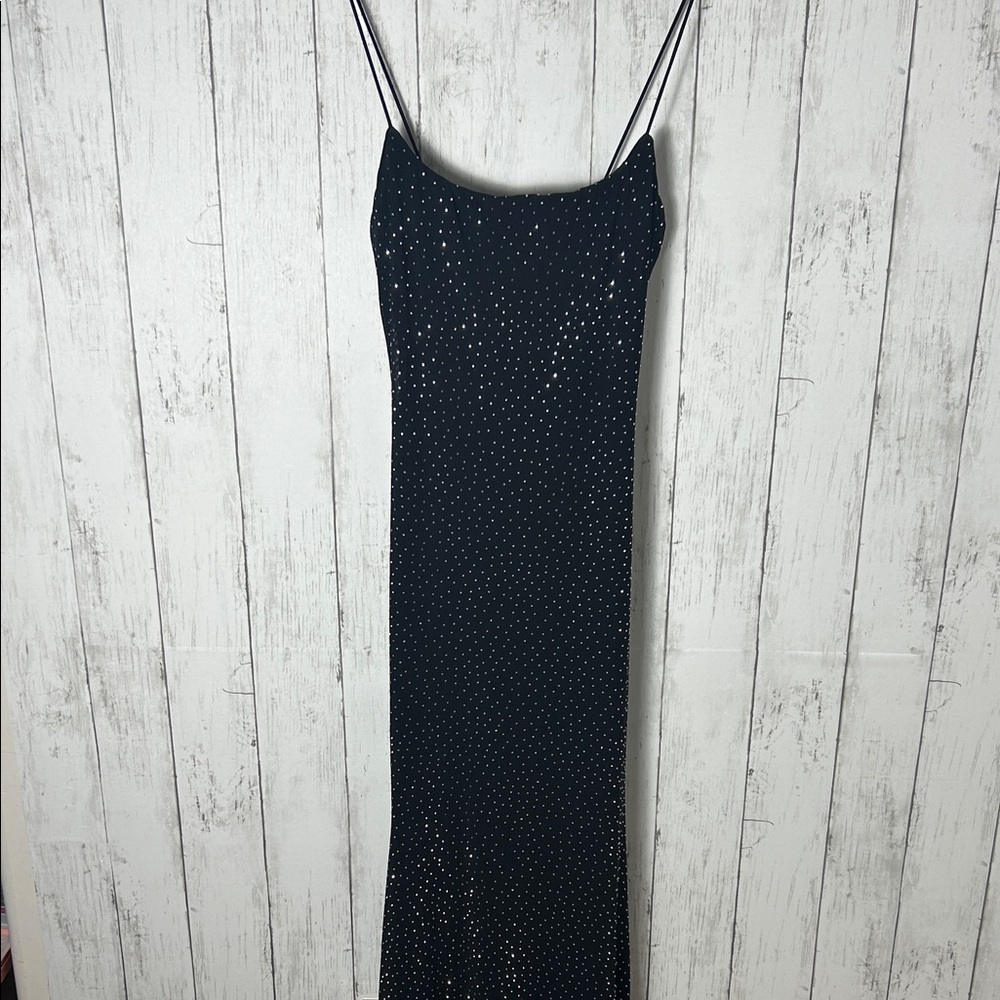 Elegant Black Dress long size small with sparkly Details prom formal
